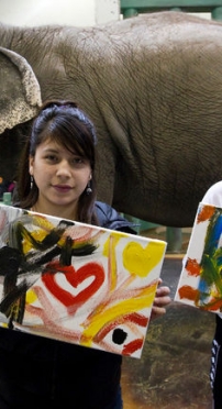 iHuman youth paint with Lucy the elephant