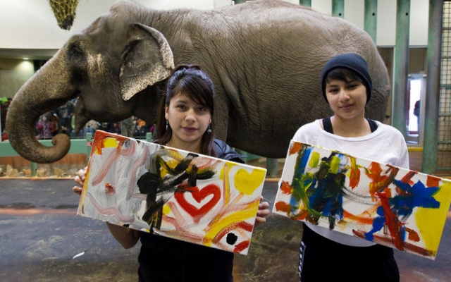 iHuman youth paint with Lucy the elephant